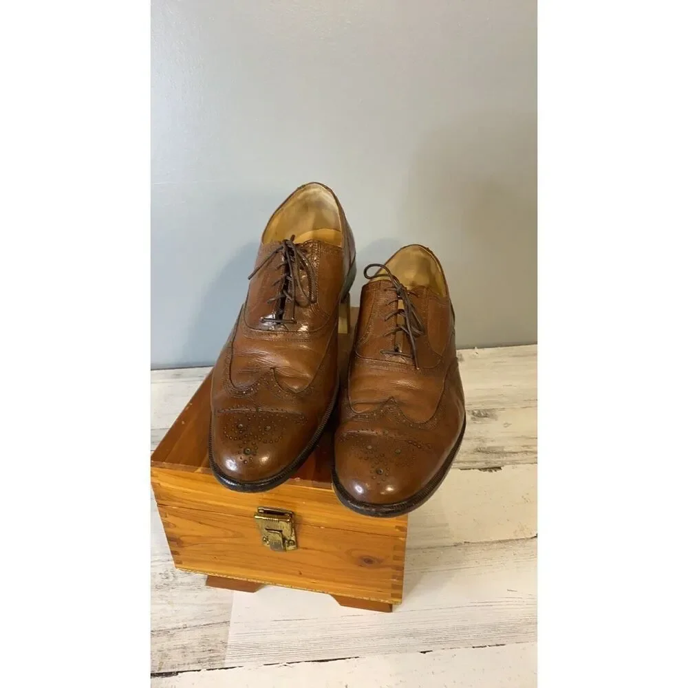 Freeman Men’s Leather Wing Tip Oxfords‎ Size 9.5 Brown